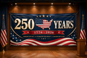 USA 250 Years 1776–2026 Banner Flag | Happy 250th Birthday USA | Patriotic 4th of July Banner