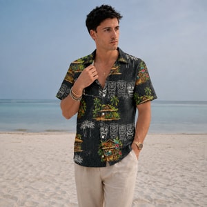 Tropical Island Aloha Shirt - Custom Face Dad Hawaiian Shirt, Upload Dad's Photo