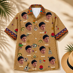 Personalized Mexican Shirt - Custom Dad Face Hawaiian Shirt, Upload Dad's Photo and Name