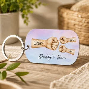 Daddy’s Team Fist Bump - Personalized Stainless Steel Keychain