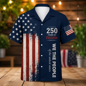 250 Years We The People Hawaiian Shirt, 1776-2026, Patriotic USA Flag AOP Hawaii Shirt, 4th of July Gift, Kid