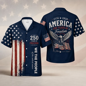250 Years We The People Hawaiian Shirt, 1776-2026, Patriotic USA Flag AOP Hawaii Shirt, 4th of July Gift, Kid