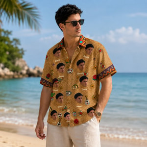 Personalized Mexican Shirt - Custom Dad Face Hawaiian Shirt, Upload Dad's Photo and Name