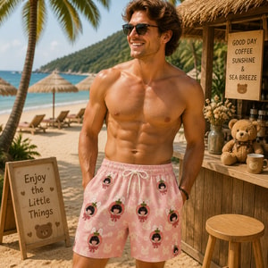 Personalized "Bunny Strawberry Pink" Swim Shorts