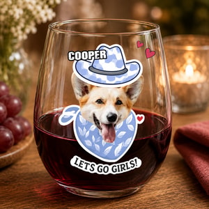 Personalized Dog Face Eggshell Glass Cups | Blue Coastal Bachelorette Favors