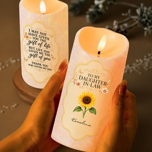 To My Daughter-In-Law Thank You For Loving My Son, Custom LED Candle, Gift For Daughter-In-Law