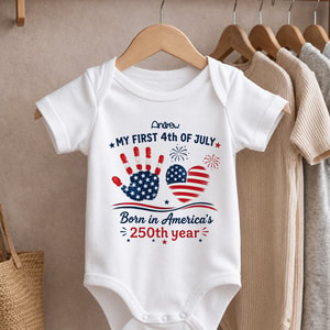 My First 4th Of July, Personalized Custom Baby Onesie, Gift For Kids