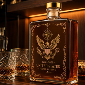 USA 250 Years Anniversary Military Tribute Whisky Decanter | Patriotic 1776–2026 Whiskey Bottle