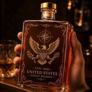 USA 250 Years Anniversary Military Tribute Whisky Decanter | Patriotic 1776–2026 Whiskey Bottle