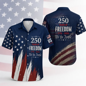 250 Years We The People Hawaiian Shirt 1776-2026, Patriotic USA Flag AOP Hawaii Shirt, 4th of July Gift