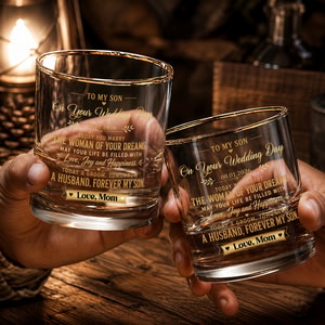 To My Son On Your Wedding Day, Personalized Whiskey Glass, Gift For Son