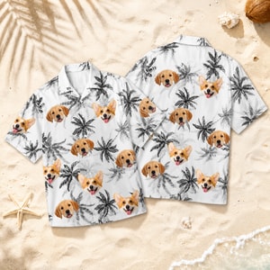 Personalized Pet Portrait Hawaiian Shirt Custom Dog Cat Face Summer Vacation Gift