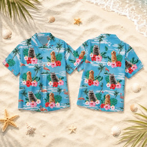 Tropical Pet Hawaiian Shirt Personalized Dog and Cat Faces Vacation Shirt