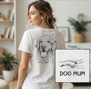 Custom Photo Pencil Sketch Dog Mom Dog Dad Hand Punch - Personalized T Shirt