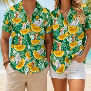 Custom Dog and Cat Hawaiian Shirt Personalized Pet Photo Tropical Vacation Shirt