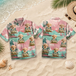 Custom Pet Hawaiian Shirt Personalized Dog Photo Tropical Vacation Shirt