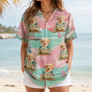 Custom Pet Hawaiian Shirt Personalized Dog Photo Tropical Vacation Shirt