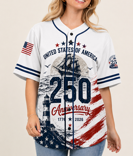 USA 250 Years Anniversary Baseball Jersey Shirt, Patriotic Liberty 1776-2026 4th of July Shirt