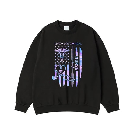 Live Love Heal Nurse Holographic American Flag Design