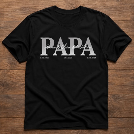 Personalized Papa T Shirt With Kids Names And Birth Years Custom Fathers Day Gift