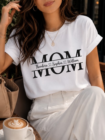 Personalized Mom With Kids Names Custom Family T-Shirt