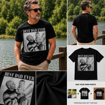 Custom Family Photo Father'S Day T-Shirt Personalized Gift For Dad