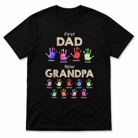 Personalized Grandpa Gift Shirt, Custom Number Of Kids, Custom Handprint Colors