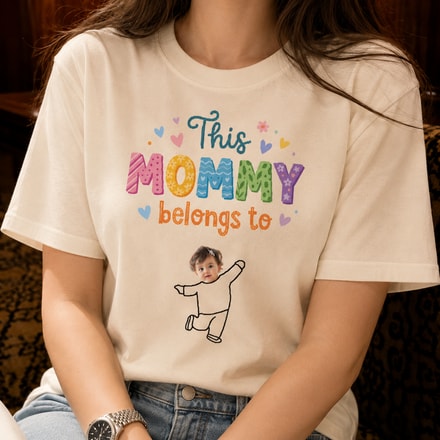 Custom This Mommy Belongs To Photo Shirt, Personalized Mom T-Shirt With Kids Pictures, Custom Family Photo Mother'S Gift Tee