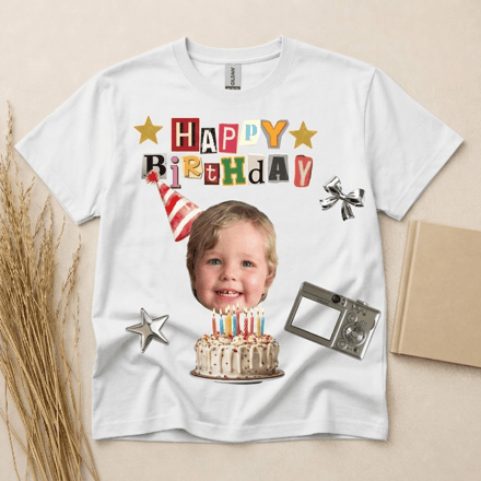 Personalized Happy Birthday Photo T-Shirt Design