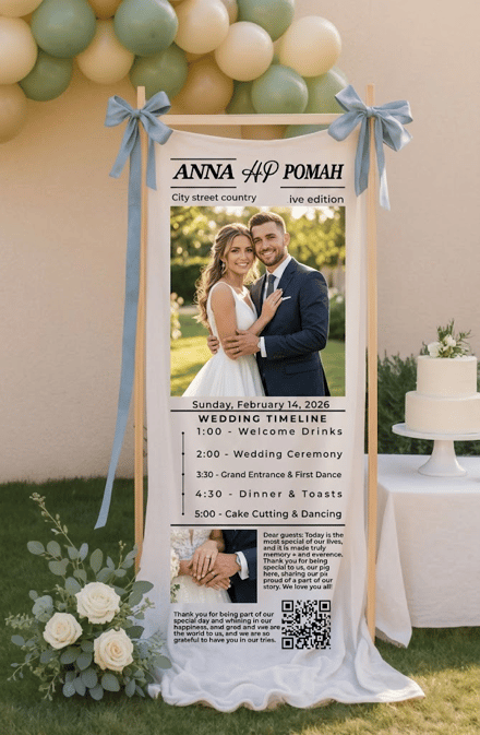 Personalized Wedding Newspaper Timeline Signage