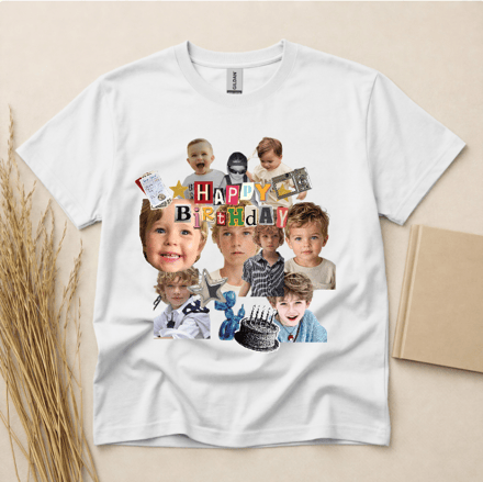 Personalized Happy Birthday Photo Collage T-Shirt
