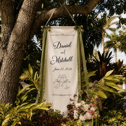 Wedding Welcome Sign Tapestry, Personalized Couple Names Banner, Wedding Ceremony Entrance Backdrop, Reception Decor