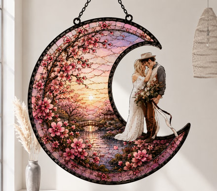 Personalized Photo Moon Suncatcher Wedding Gift For Couple