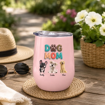 Custom Dog Mom Tumbler Personalized Pet Portrait Cup With Dog Names Pet Lover Gift