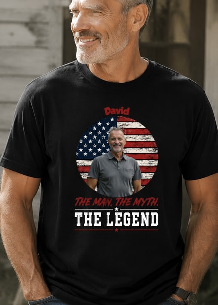 Custom Photo Patriotic T Shirt The Man The Myth The Legend Personalized Name Usa Flag Tee
