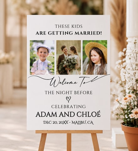 These Kids Are Getting Married Poster, The Night Before Welcome Sign, Custom Rehearsal Dinner Sign With Photos, Then And Now Wedding Board