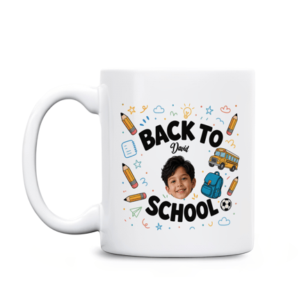 Personalized Back To School Kids Photo Mug – Custom Name & Face Coffee Mug For Boys And Girls, First Day Of School Gift