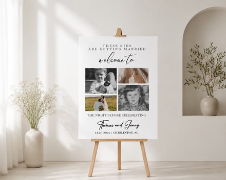 These Kids Are Getting Married Sign, Custom 4 Photo Collage Board