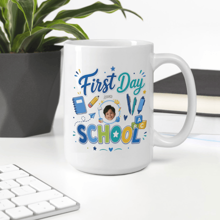 Personalized First Day Of School Mug With Photo & Name – Custom Back To School Coffee Mug For Kids
