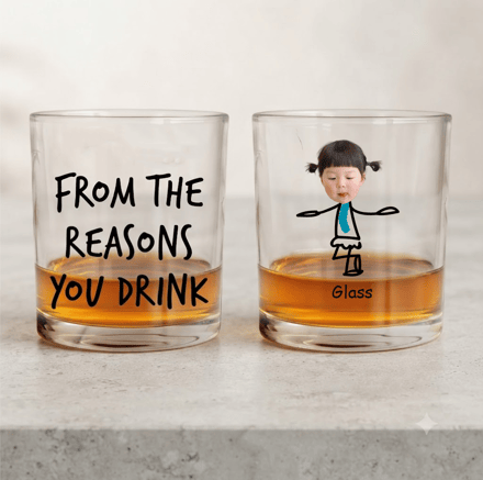 To Dad From The Reasons You Drink - Personalized Photo Whiskey Glass