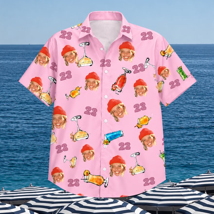 Custom Face Birthday Hawaiian Shirt, Personalized Age Aloha Shirt, Tropical Beach Birthday Shirt, Funny Birthday Vacation Outfit, Custom Party Shirt,