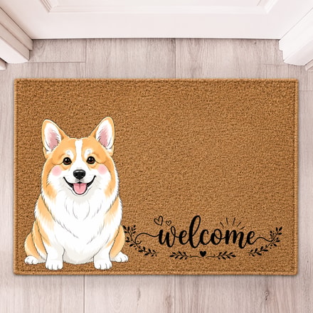 Welcome Pet Portrait Watercolor Art Welcome Mat - Personalized Doormat