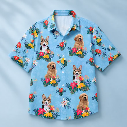 Custom Pet Hawaiian Shirt, Tropical Flower Aloha Shirt Upload Your Pets Photo