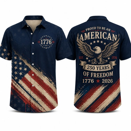 Vintage 250 Years American Flag Hawaiian Shirt, 1776–2026 Patriotic Eagle Shirt, Usa Freedom Aop Hawaii Shirt