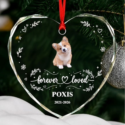 Personalized Crystal Heart Ornament Pet Memorial Gift