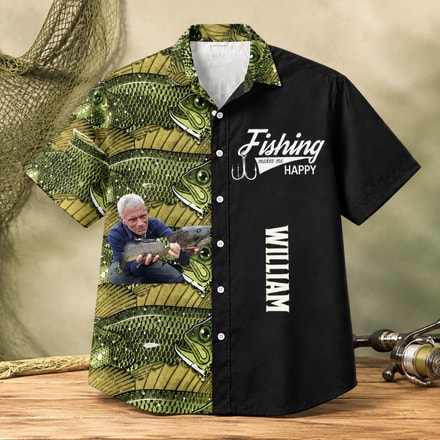 Custom Fishing Hawaiian Shirt, Personalized Photo And Name, Fishing Lover Gift