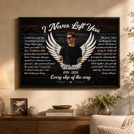 Loss Of Dad, Husband - Custom Photo Angel Wings I Never Left You - Memorial Gift - Personalized Canvas Prints For Family Members