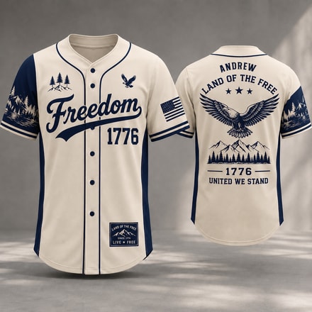 Personalized Usa 250 Years Baseball Jersey Shirt, Custom Name Number Patriotic 4th Of July Shirt