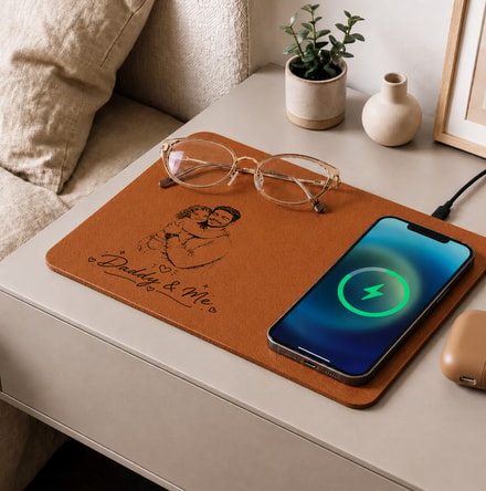 Custom Photo Charging Mat - Personalized Father'S Day Birthday Gifts For Dad, Grandpa - Dad’S Love Never Misses