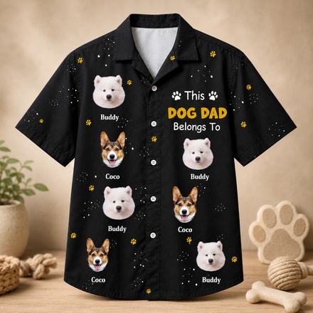 Custom Pet Portrait Hawaiian Shirt, Pets Face And Name Shirt, Pet Lover Aloha Shirt